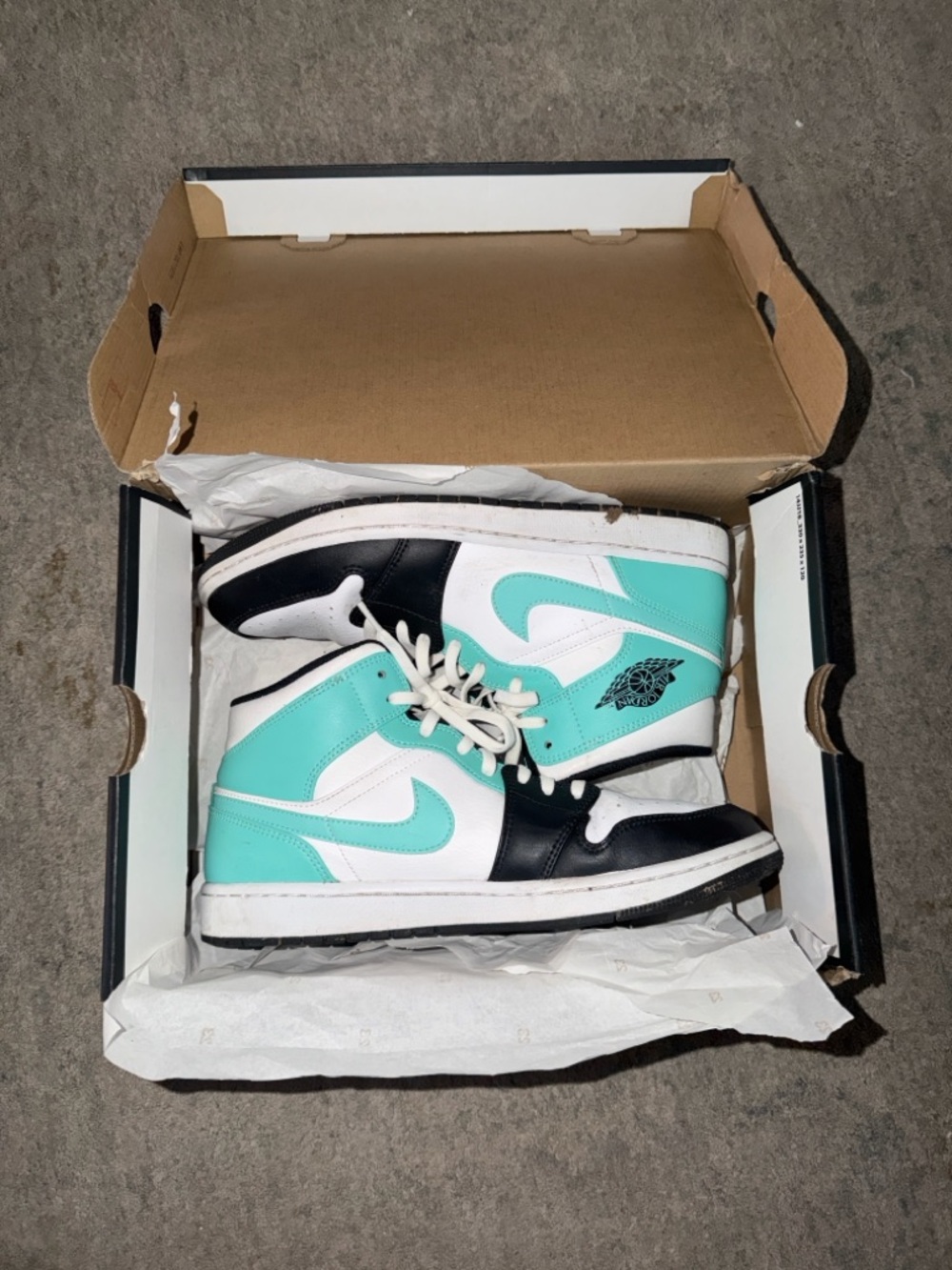 Nike Jordan Mid-Top Sneakers in Aqua, Black & White